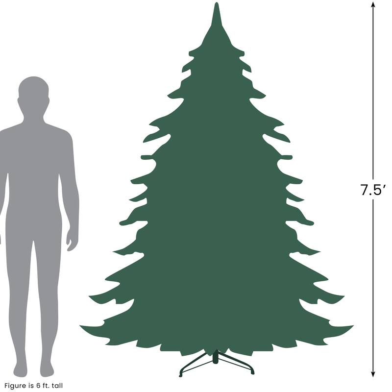 7.5' Green Upside Down Spruce Artificial Christmas Tree, Clear Lights - 7.5 Foot