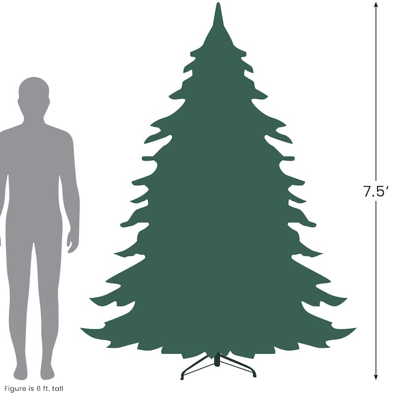 Pre-Lit Full Spruce Artificial Christmas Tree - 7.5' - Candlelight Clear LED Lights - 7.5 Foot