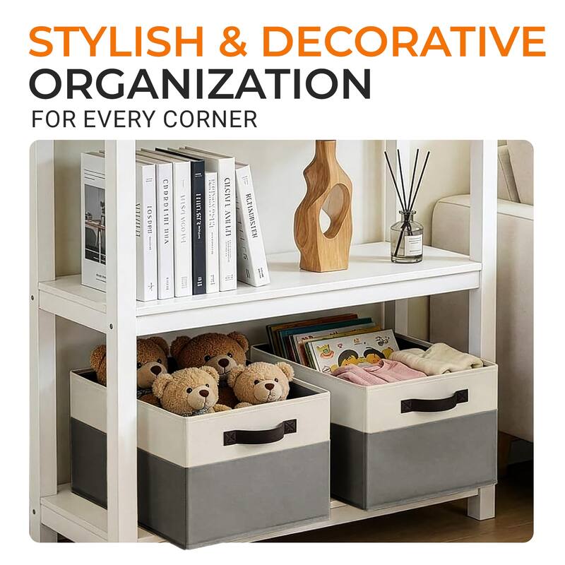 Cheer Collection 4 Pack Large Fabric Storage Baskets with Handles Collapsible Organizer Bins