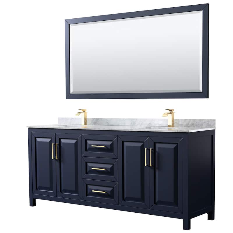Daria 80-inch Double Vanity, Marble Top, 70-inch Mirror