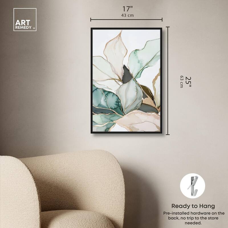 Pastel Leaves with Gold III Canvas by Art Remedy