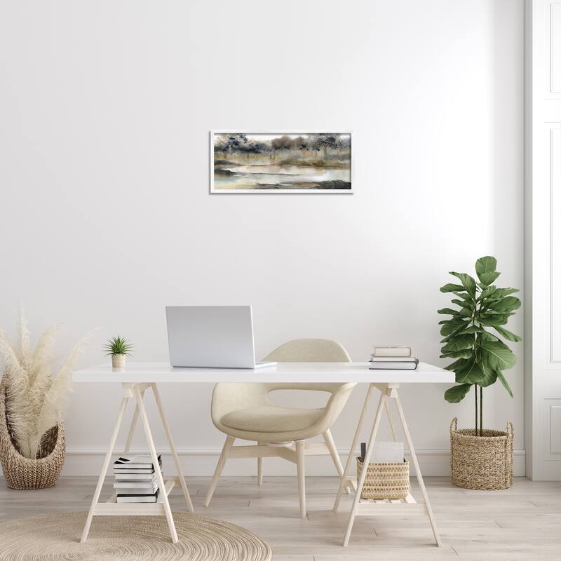Stupell Trees By Lakeside Landscape Framed Giclee Art, Design by Carol Robinson