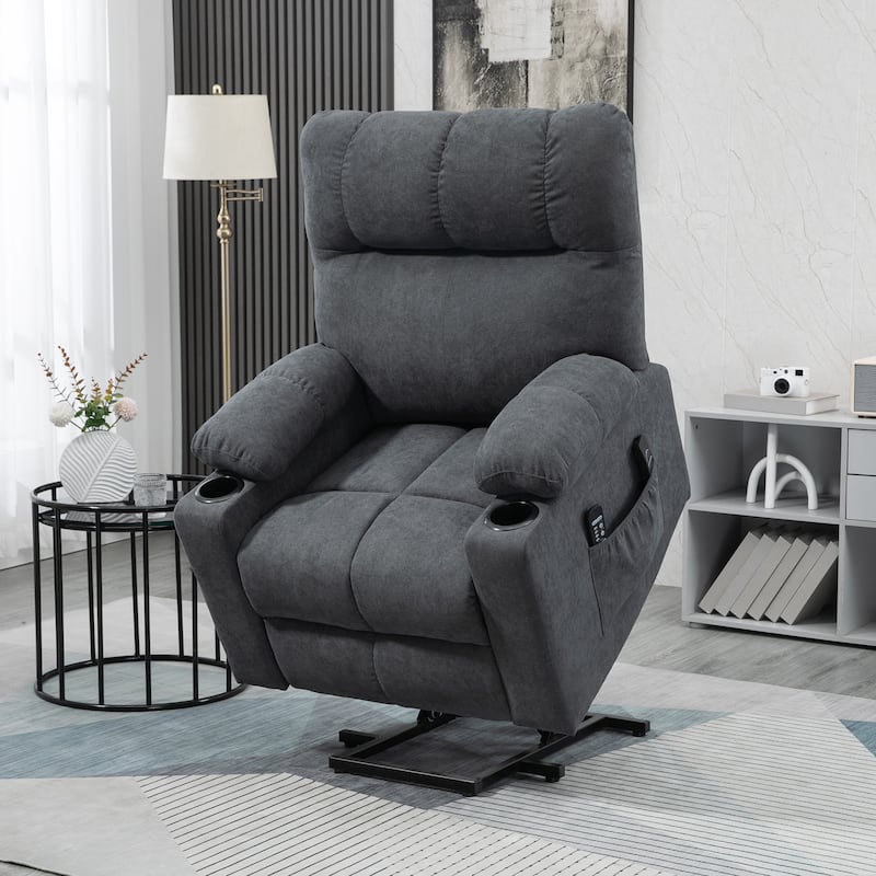 HOMCOM Electric Power Lift Chair Recliners for Elderly, Oversized Living Room Recliner Chair with Remote Control - Grey