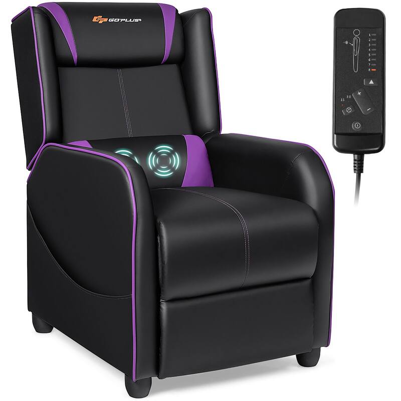 Goplus Massage Gaming Recliner Chair Single Living Room Sofa Home - Black/Purple
