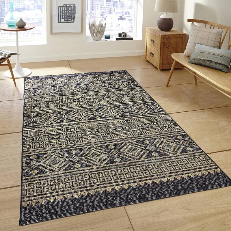 Sevita Sadie Geometric Black/Brown Indoor/Outdoor Area Rug