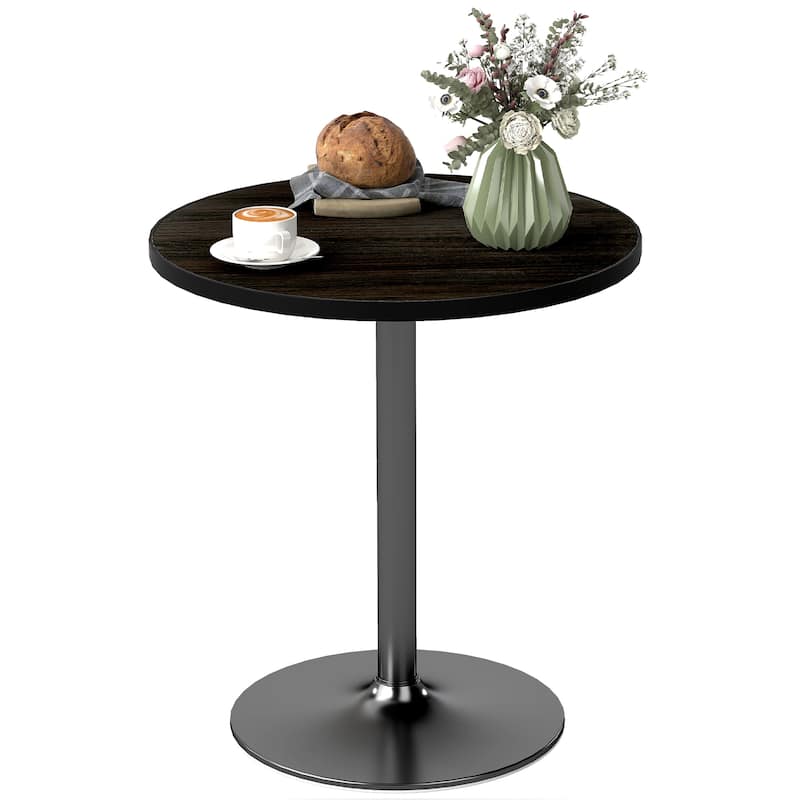 HOMCOM Round Dining Table for 2-4 People, Modern Kitchen Table with Wood Grain Top and Round Base for Dinning Room - Black