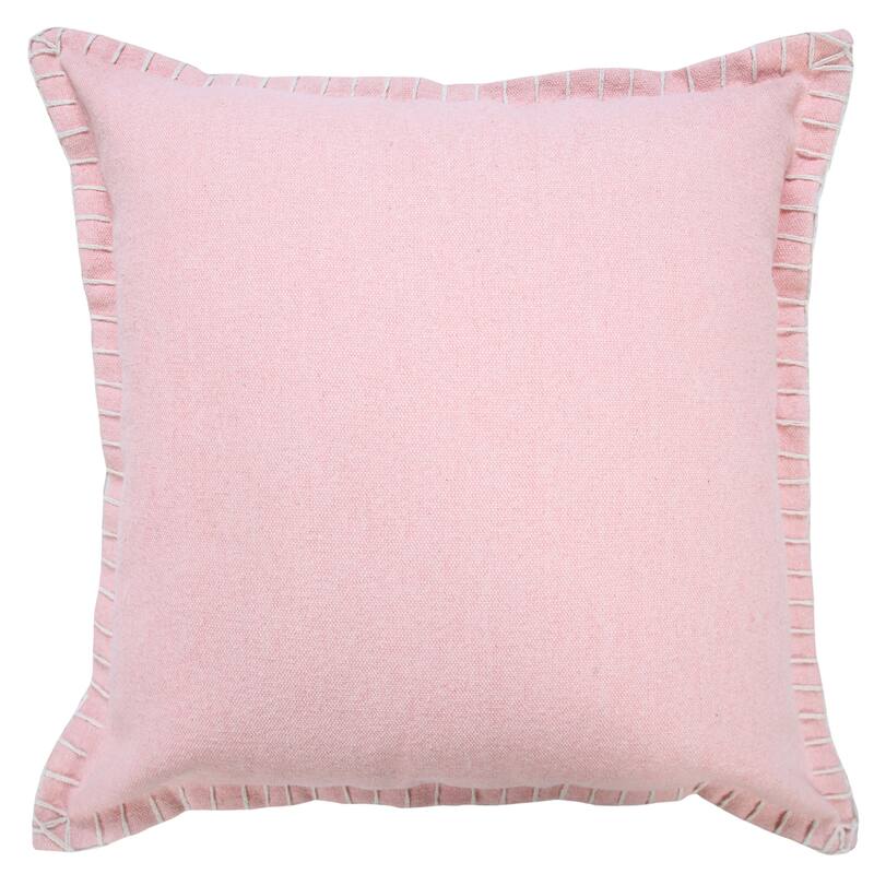 Handwoven Embroidered Edge Square Throw Pillow - 18" - Pink