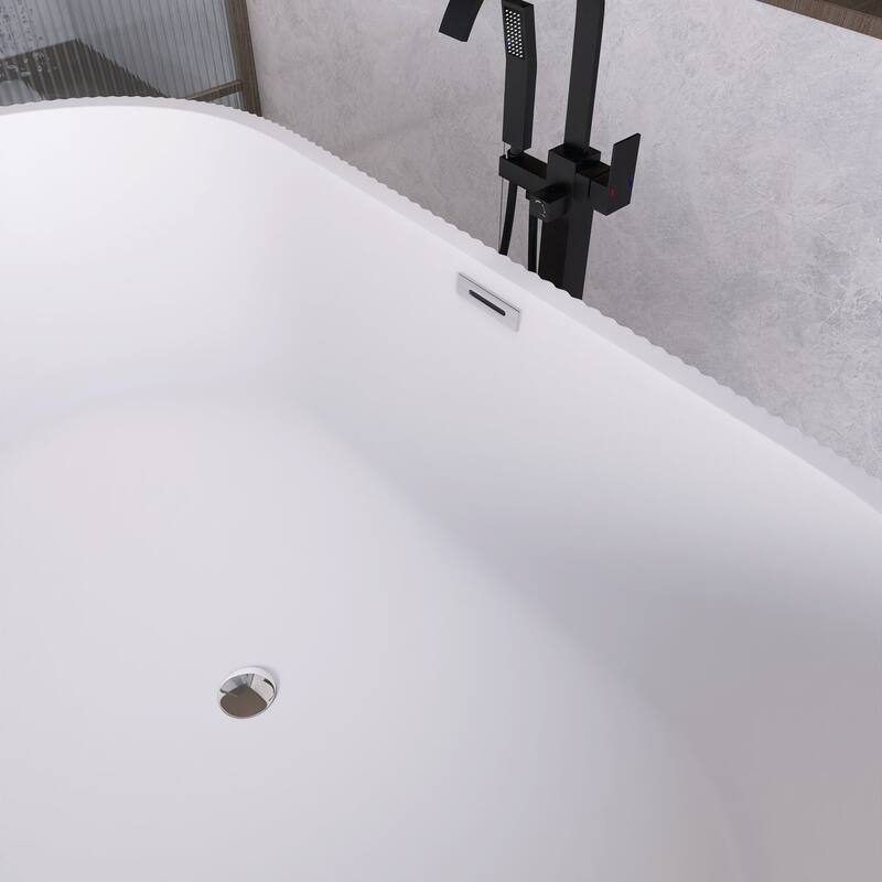 Acrylic Freestanding Flatbottom Soaking Bathtub in Glossy White