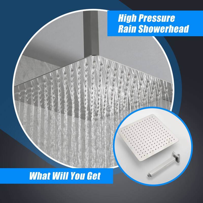 12" Square High Pressure Rain Shower Head,304 Stainless Steel Rain Shower Head