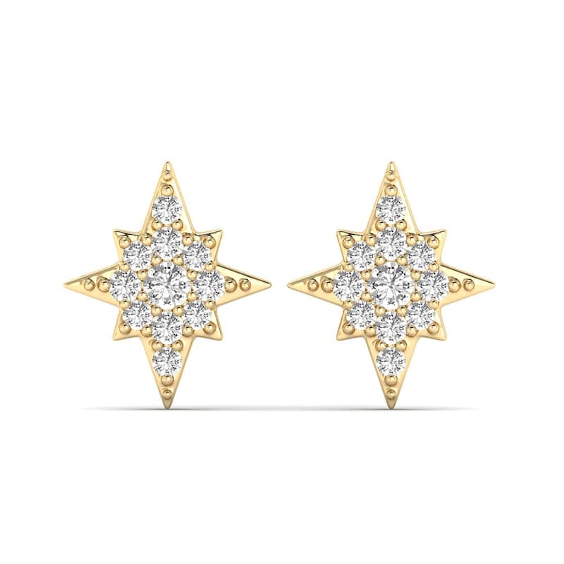 Marquee Star Diamond Earring in 14K Yellow Gold