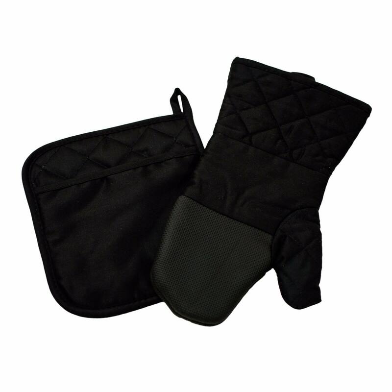2 Piece Pot Holder & Oven Mitt Heat Resistant Insulation Glove Pad Kitchen Accessories Set