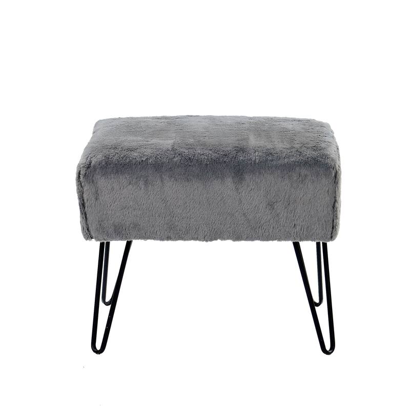 Serenta Solid Color Fauxfur Ottoman