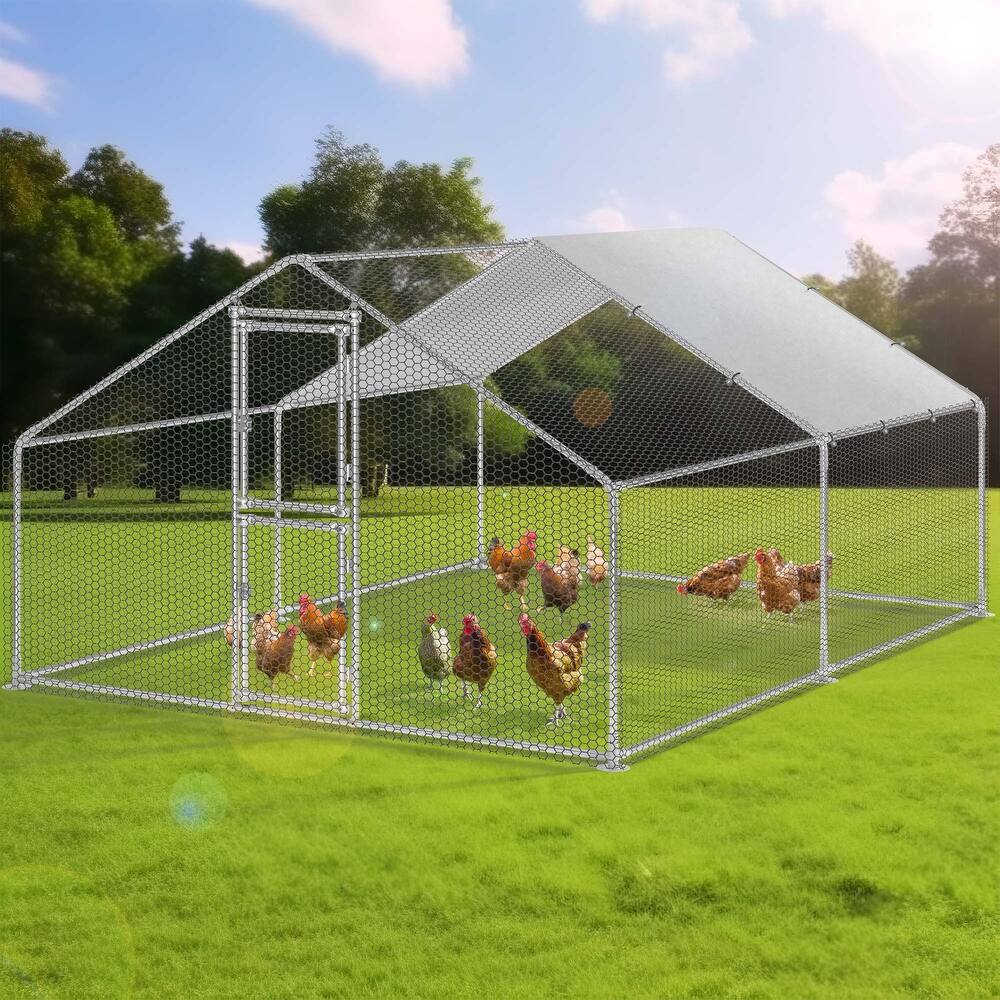 Moasis Large Metal Chicken Coop Cage with Cover Poultry Fence Outdoor,Poultry Cage for Rabbits Goose Ducks