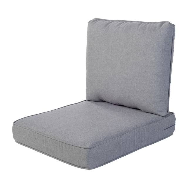 Haven Way Universal Outdoor Deep Seat Lounge Chair Cushion Set - 24x24 - Medium Gray