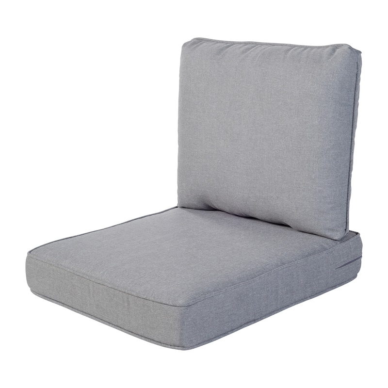 Haven Way Universal Outdoor Deep Seat Lounge Chair Cushion Set - 22x25 - Medium Gray