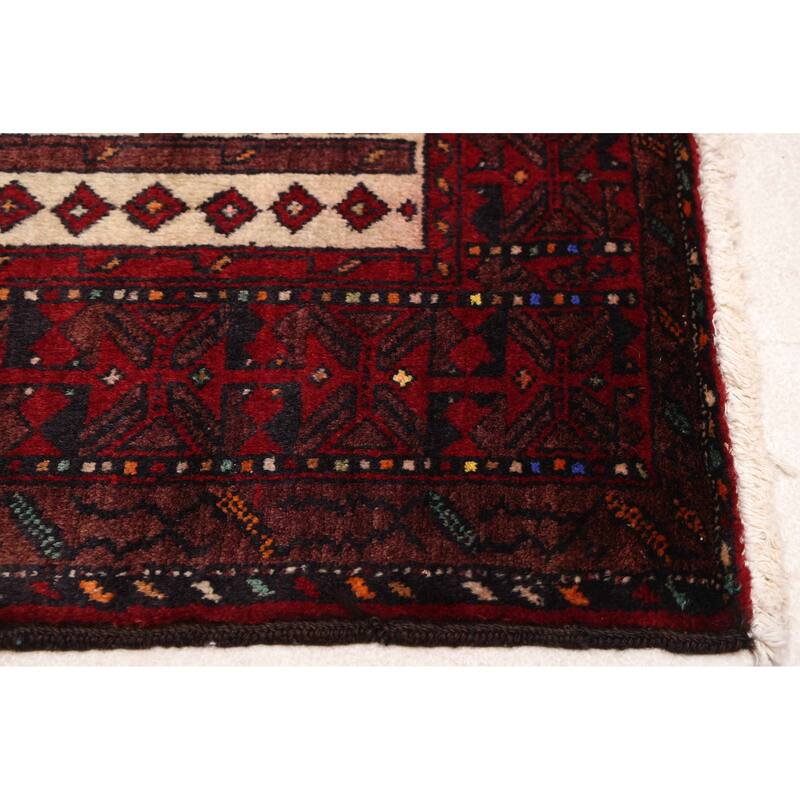 ECARPETGALLERY Hand-knotted Teimani Cream, Red Wool Rug - 2'7 x 4'11