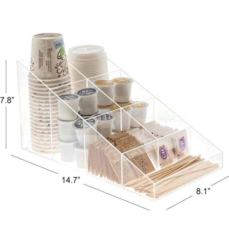 OnDisplay Java Joe Acrylic Breakroom Kitchen Coffee Station Organizer for Cups/Lids/Sugar/Tea/Stirrers