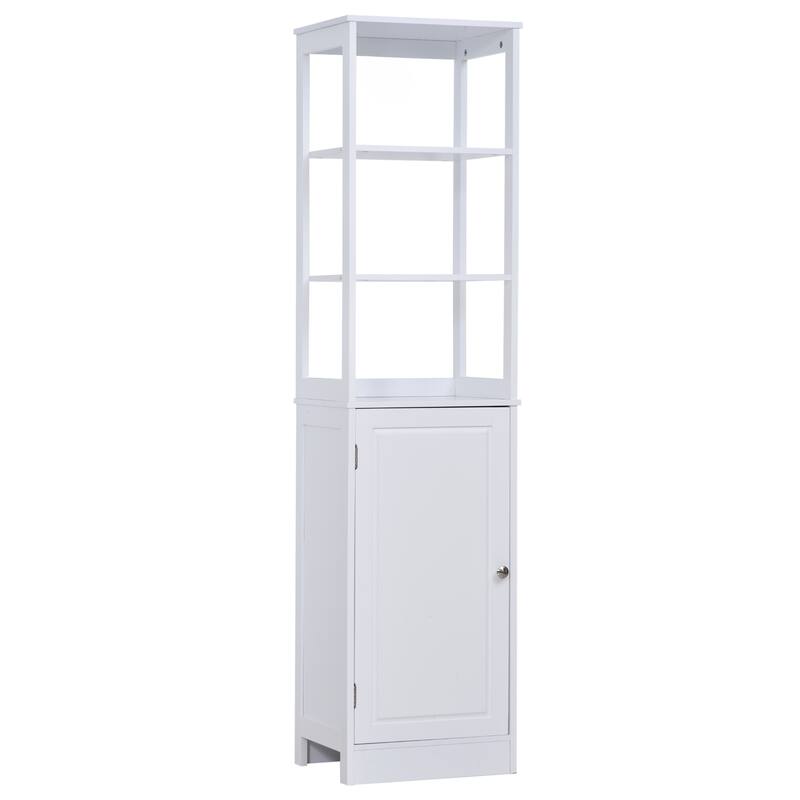kleankin Freestanding Bathroom Tall Storage Cabinet Organizer Tower with Open Shelves & Compact Design