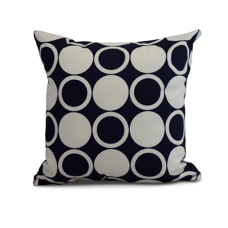 20 x 20 Inch Small Modcircles Geometric Print Outdoor Pillow - Navy Blue