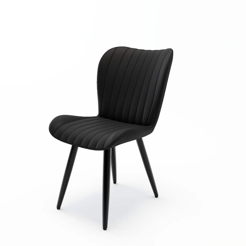 Set of 4 Modern PU Leather Dining Chairs with Thick Cushions & Metal Legs, Faux Leather Side Chairs for Kitchen