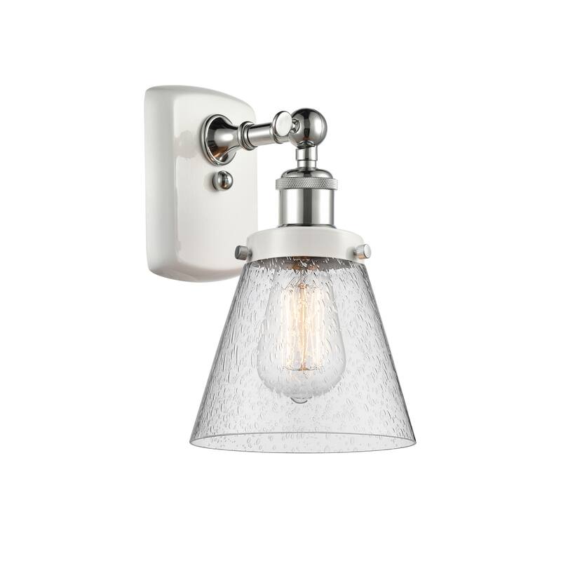 Innovations Lighting 916-1W-11-6 Cone Sconce Cone 11" Tall Wall Sconce - White and Polished Chrome / Seedy