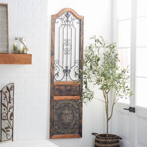 Brown Wood and Iron Rustic Traditional Wall Decor 72 x 19 x 1