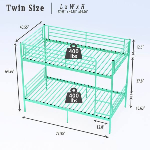Bunk Bed Twin Over Twin with Ladder and high Guardrail,Detachable Bunk Beds