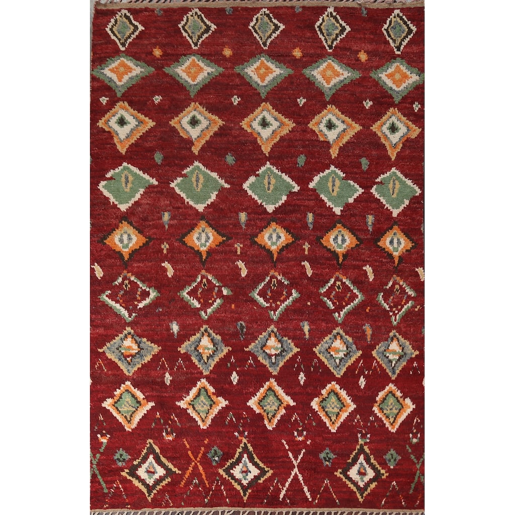Geometric Tribal Moroccan Oriental Area Rug Hand-knotted Wool Carpet - 7'8" x 10'8"