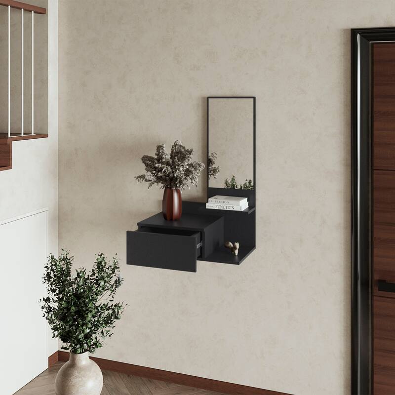 Elgin Floating Vanity with Included Mirror, White