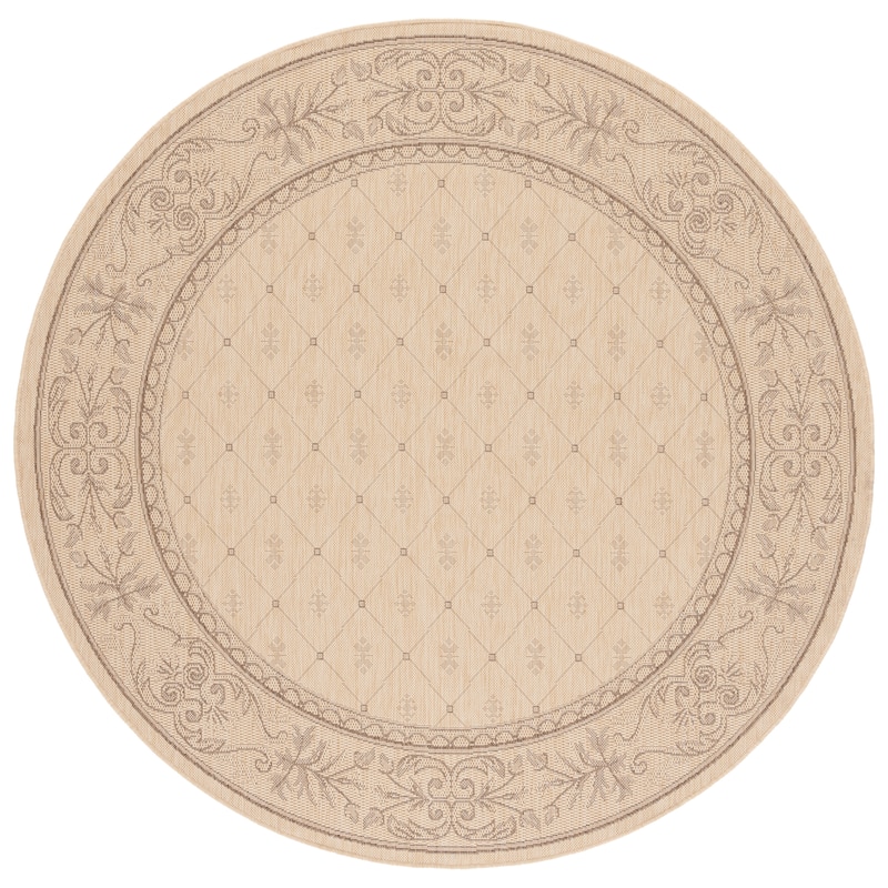 SAFAVIEH Courtyard Hendrina Indoor/ Outdoor Waterproof Patio Backyard Rug - 6'7" Round - Natural/Brown