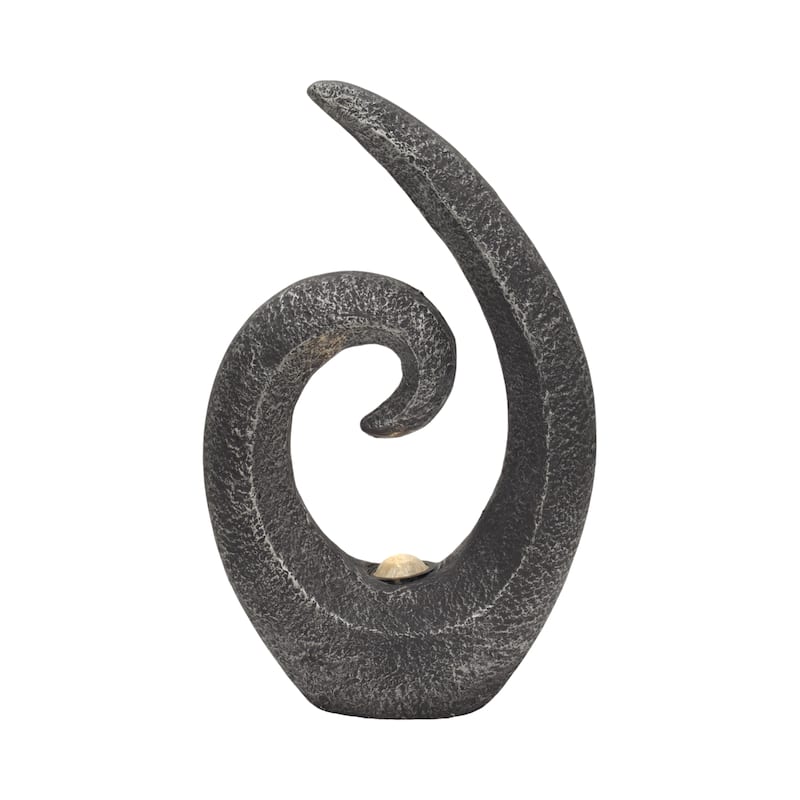 Sagebrook Home Polyresin Loopy Statue, 20-inch Solar-powered Art Piece, Subtle Dark Grey