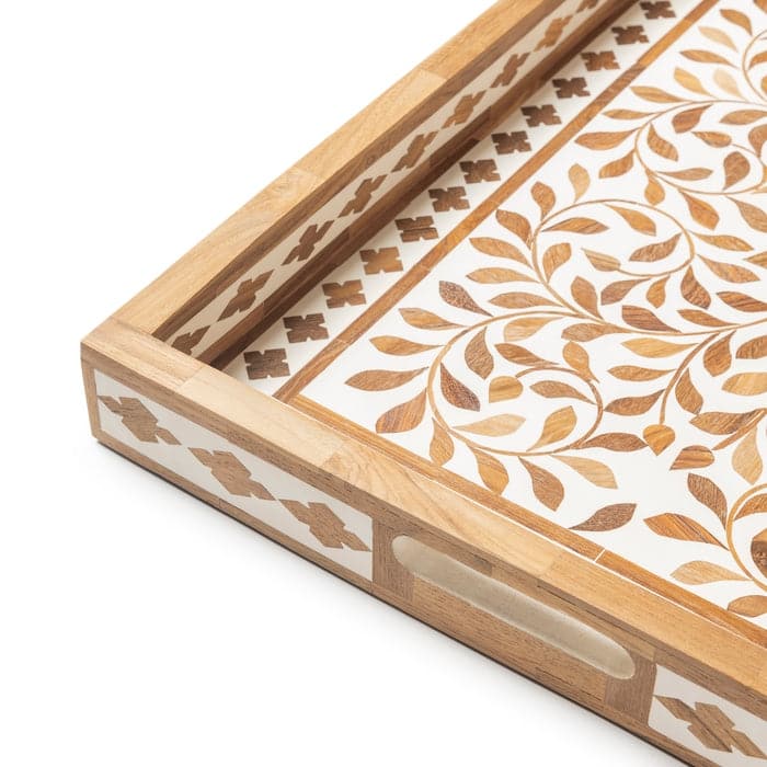 Jodhpur Wood Inlay Decorative Tray, 20" x 15"