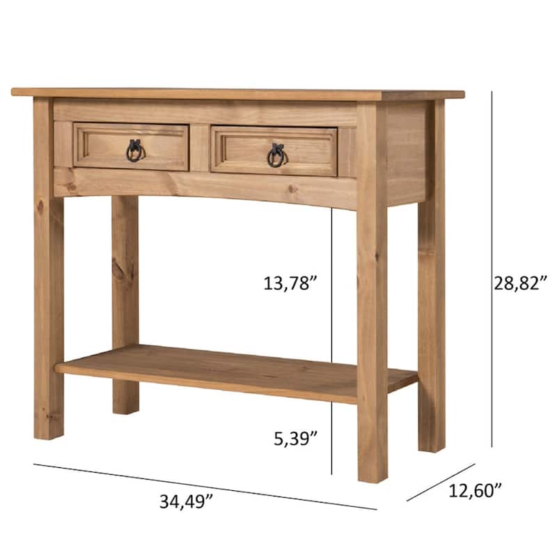 Wood Hall Table Console 2 Drawers Corona | Furniture Dash - N/A