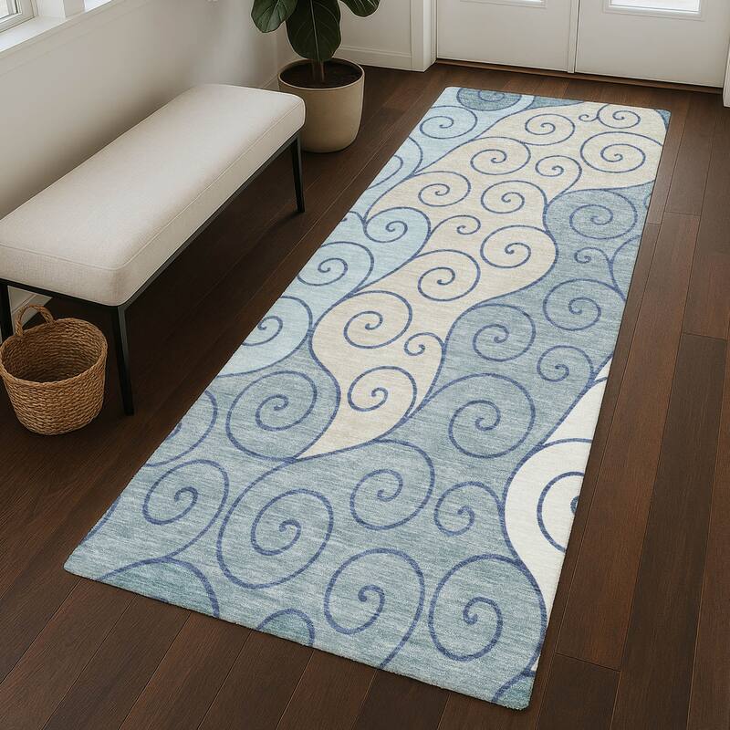 Machine Washable Indoor/ Outdoor Swirly Chantille Rug