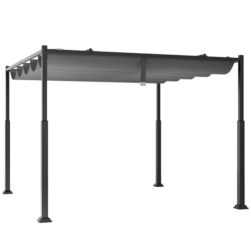 Costway 10' x 10' Outdoor Pergola with Retractable Canopy Heavy-Duty - See Details