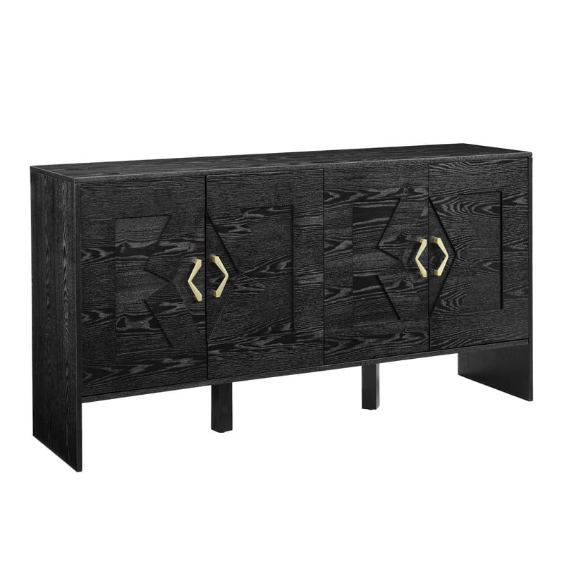 60" Mid-Century Buffet Cabinet - Geometric Storage Unit For Living Room, Dining Room, Or Entryway‌ - 15.75"D x 60"W x 31.5"H