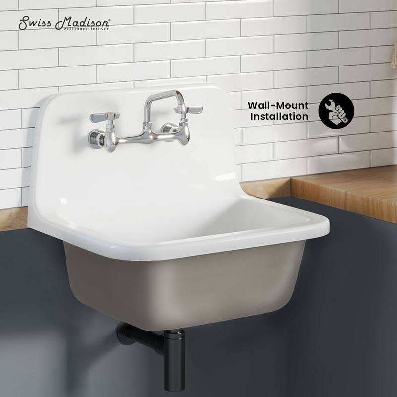 Loire 22" Cast Iron Rectangle Wall-Mounted Sink In Glossy Taupe - 22