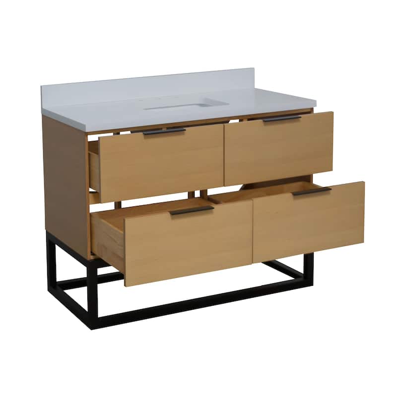 KitchenBathCollection Mia 48" Bathroom Vanity with Matte White Top