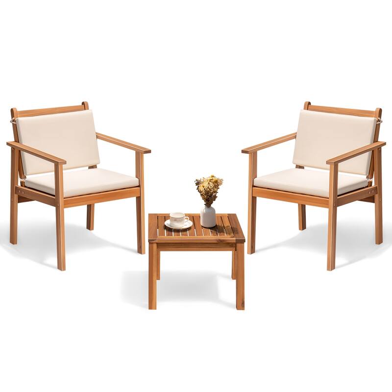 Furniwell Patio Set Acacia Wood Furniture Conversation Seat with Table