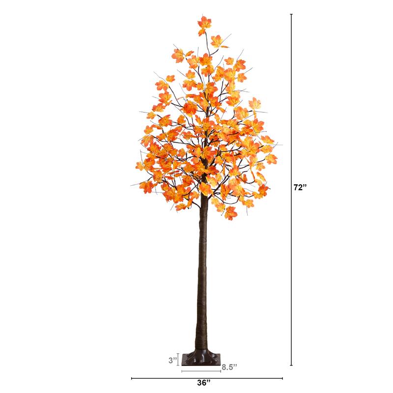 6-ft Pre-Lit Minimalist Autumn Maple Artificial Fall Tree - Green