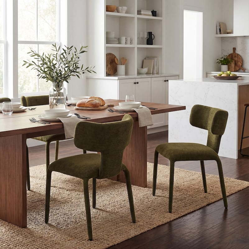 Modern Dining Chairs Set of 2, 18.9"Wx18.5"D Contemporary Fabric Side Chairs