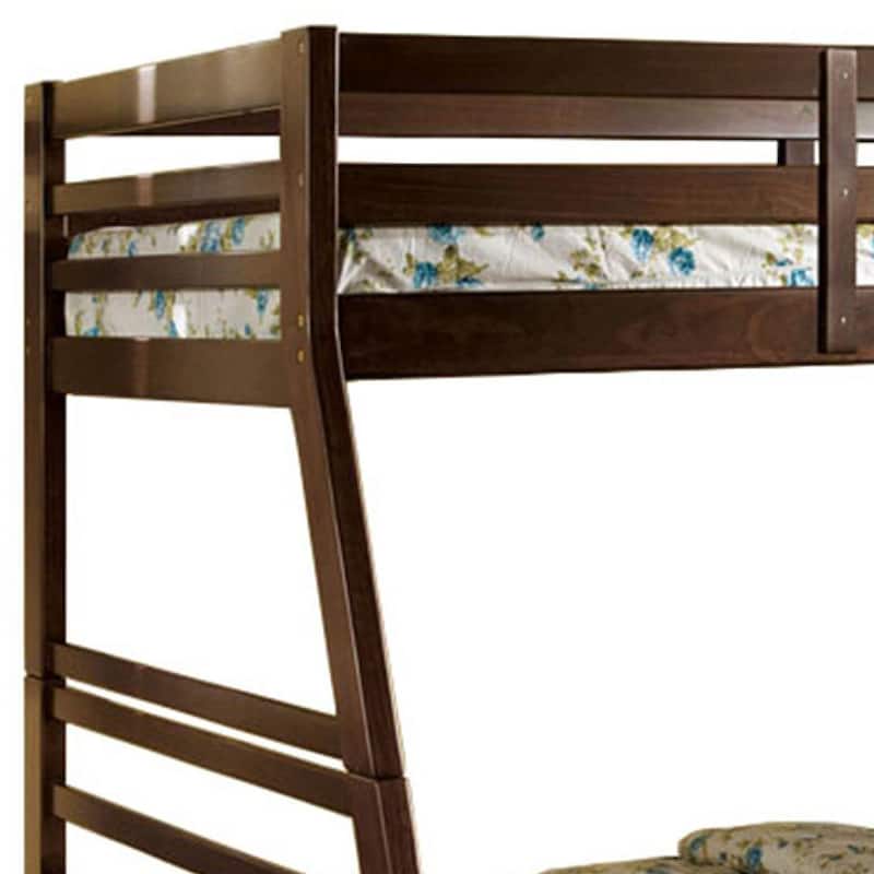 Transitional Style Twin Over Full Bunk Bed with Drawers, Walnut Brown