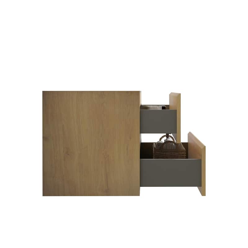 (Base Only) Wall Mount Bathroom Vanity Base with 2 Drawers