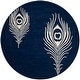 preview thumbnail 37 of 60, SAFAVIEH Handmade Soho Simi Peacock Feather N.Z. Wool Rug 6' Round - Navy/Ivory - Round