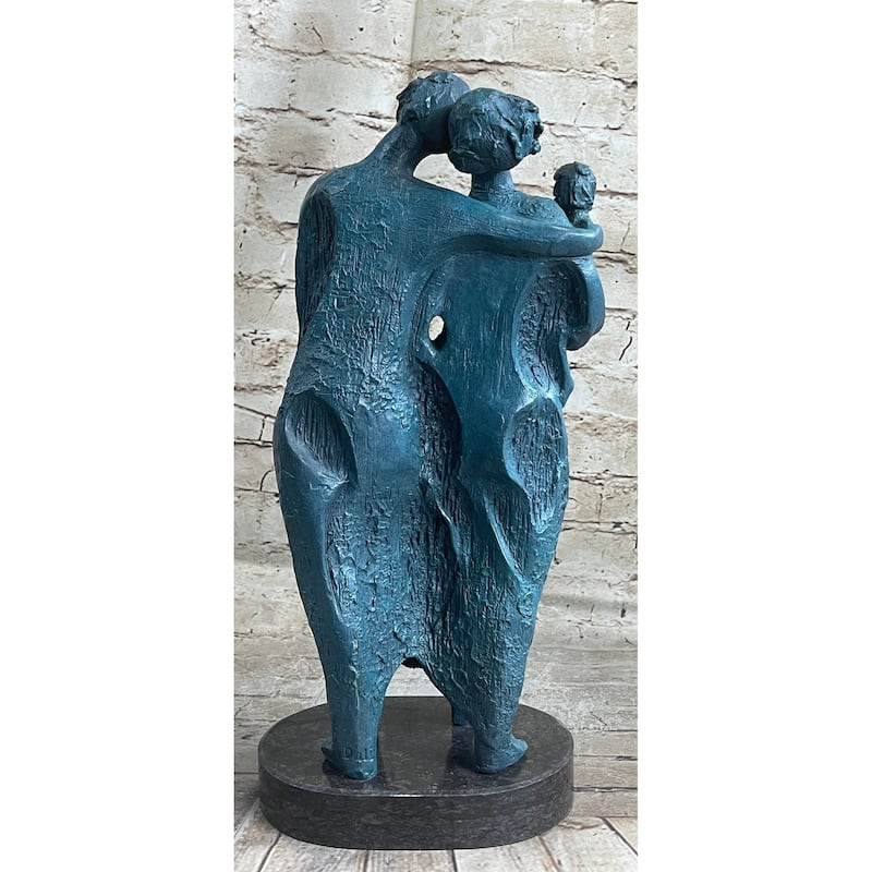 Salvador Dali Hommage - Bronze Sculpture - The Family- 100 Percent Bronze Statue Green