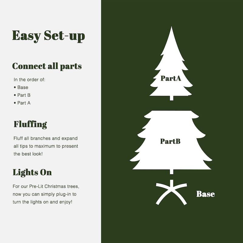 6Ft Pre-Lit Snow Flocked Pop-Up Artificial Christmas Tree with Decors - 72" H x 33.5" Diameter