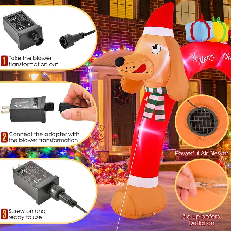 Costway 8FT Inflatable Christmas Dachshund Arch Yard Decoration with - See Details