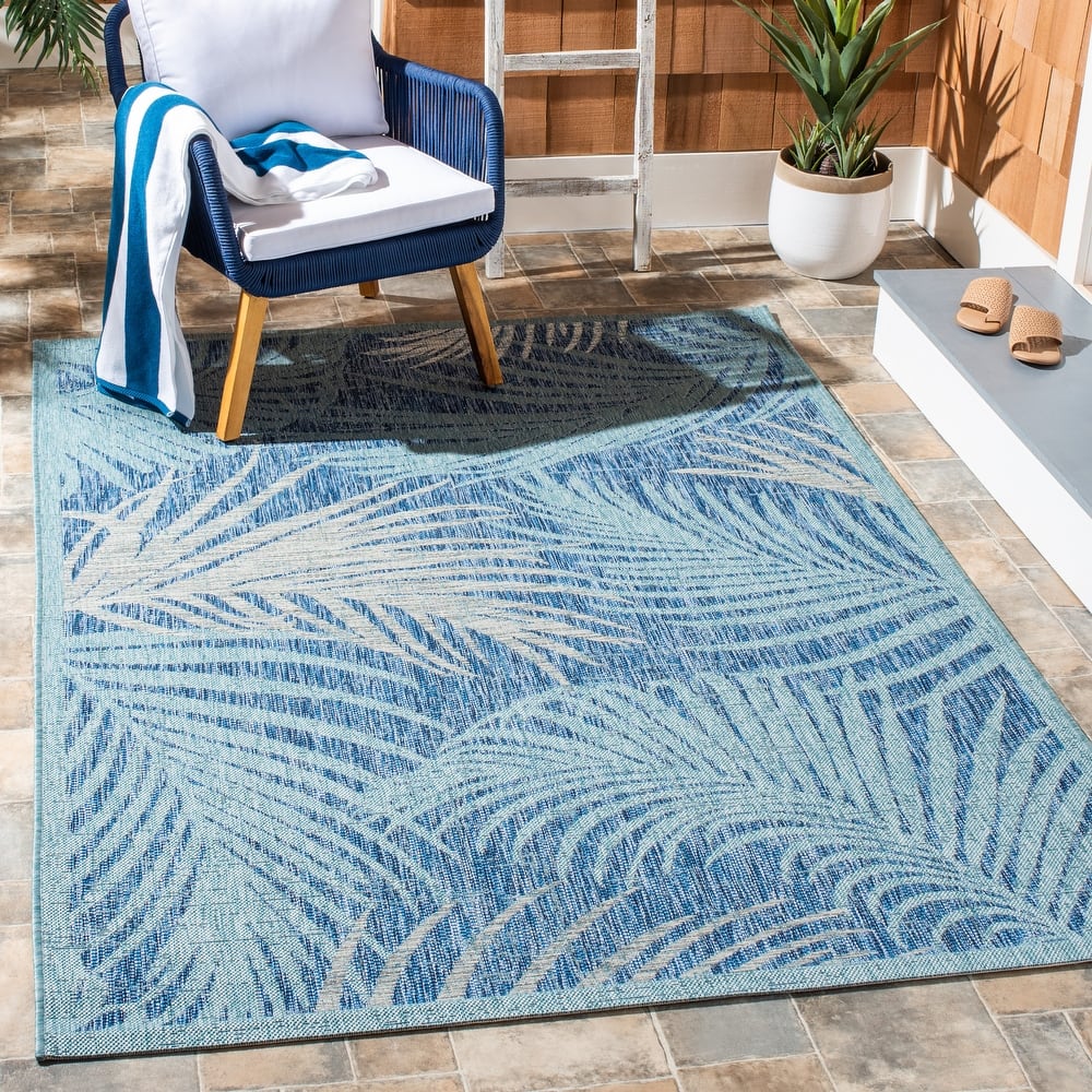 SAFAVIEH Courtyard Nott Tropical Indoor/ Outdoor Waterproof Patio Backyard Rug