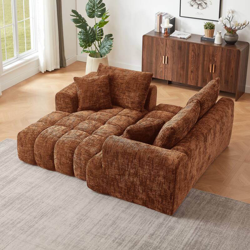 Chenille L-Shape Luxury Sectional Oversized Sofa,Mnimalist Design,Comfy Sleeper Couch