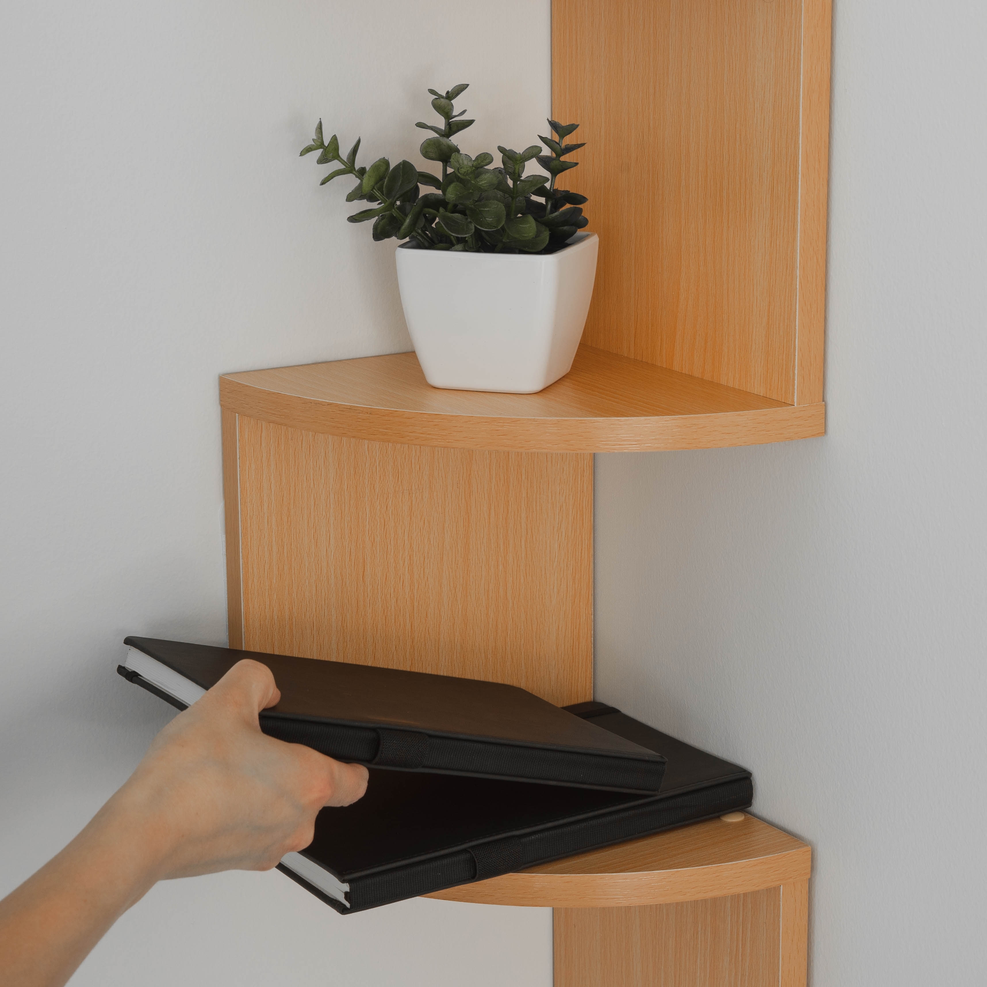 Large Beech Veneer Zig Zag Corner Wall Shelf Overstock 20109686 2x levede plant stands outdoor indoor garden metal 3 tier planter corner shelf. large beech veneer zig zag corner wall shelf